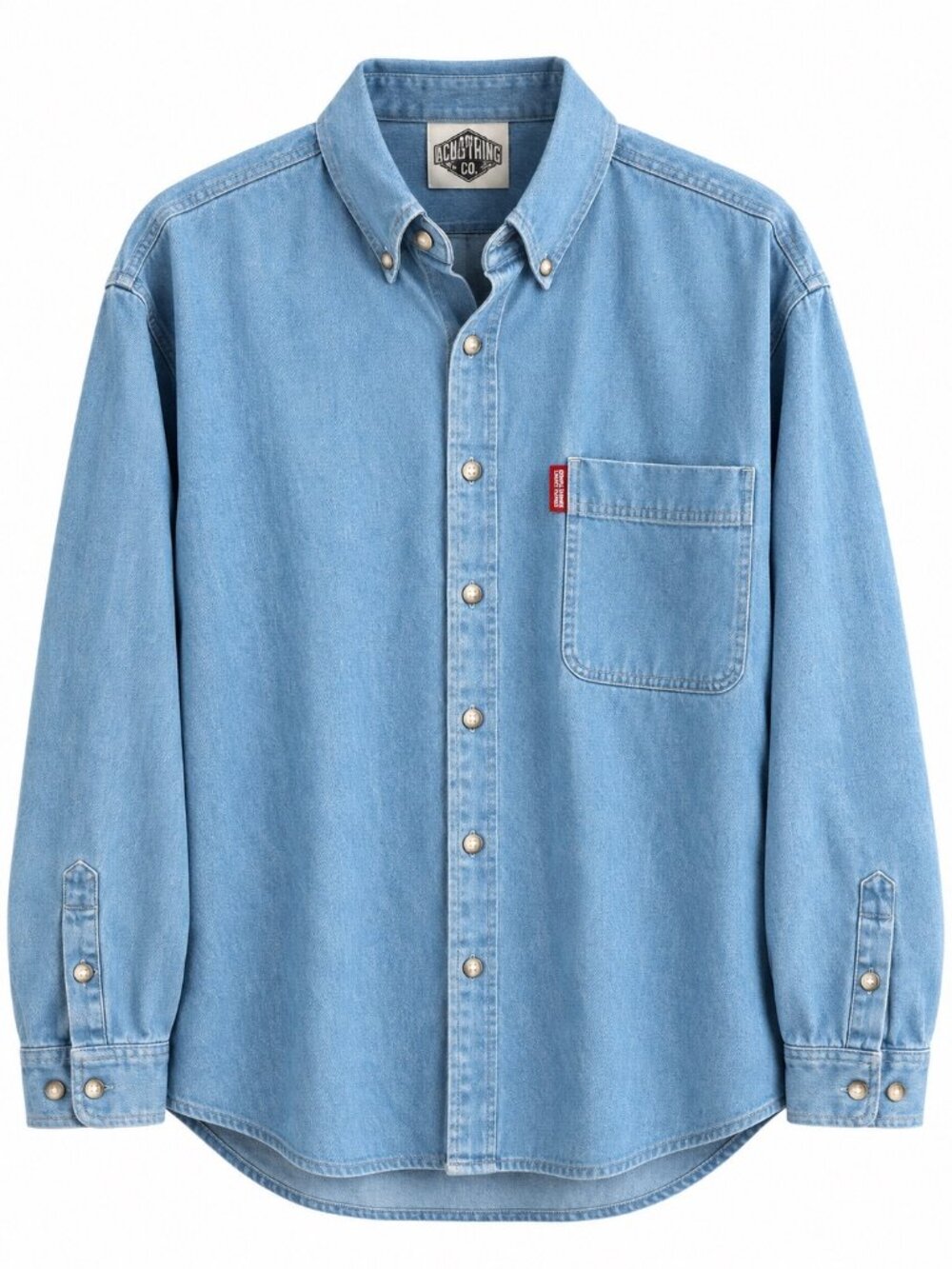 Acme Clothing Co. Looney Tunes Denim Button-Up Shirt With Embroidered Cartoon Ch